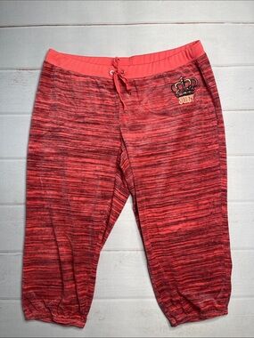 Juicy Couture Velour Capri Pants Coral Pink Space Dye XL Ladies Back Pockets